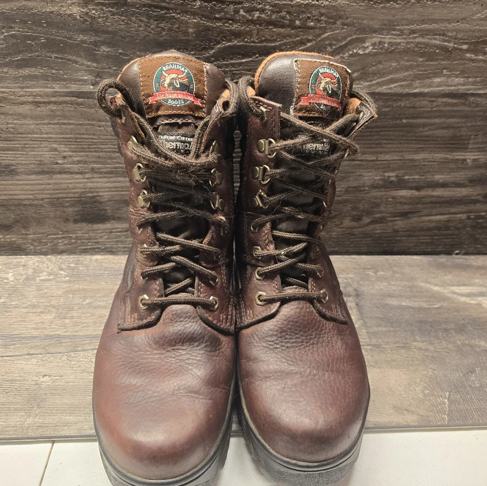 Brahma Men's Size 8 Steel Toe Work‎ Boots, Brown Oil & Slip Resistant